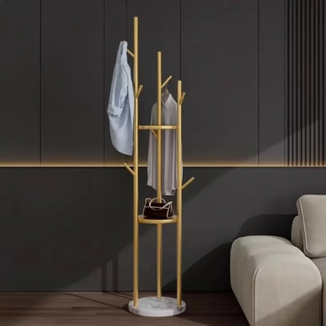 Multifunctional Golden Coat Tree Stand