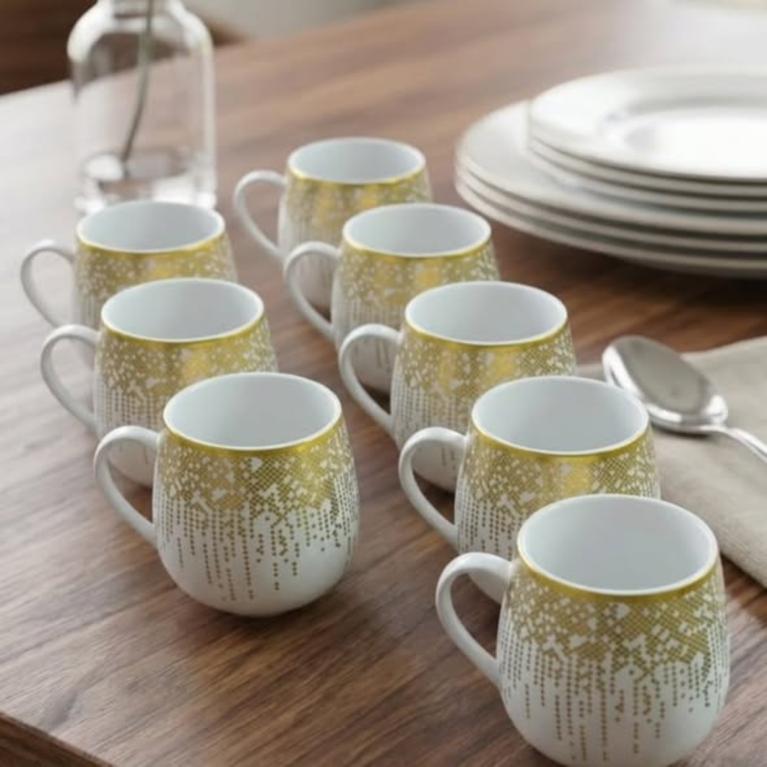 6pcs Ceramic Gold Dot Pot Cup