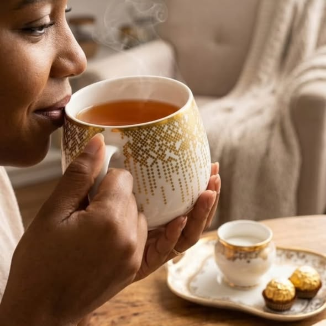 6pcs Ceramic Gold Dot Pot Cup