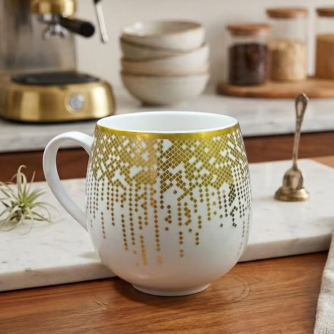 6pcs Ceramic Gold Dot Pot Cup
