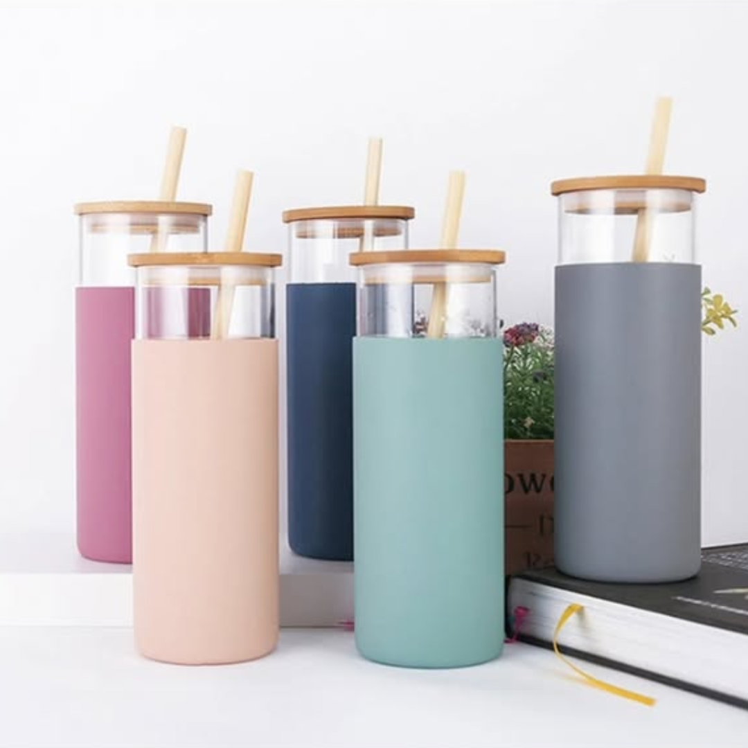 High Temperature Resistance Tumblers with Bamboo Straws