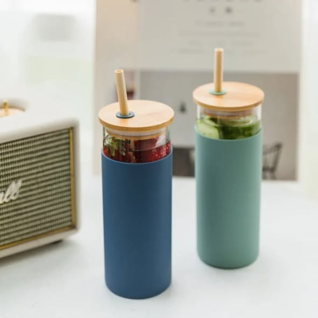 High Temperature Resistance Tumblers with Bamboo Straws