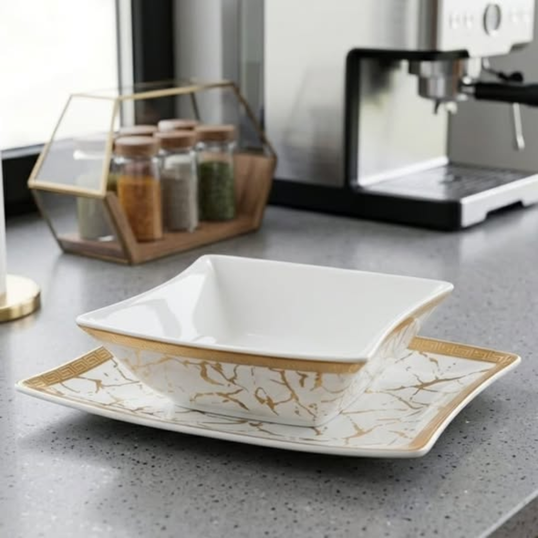 Marble Channel Bowl and Saucer