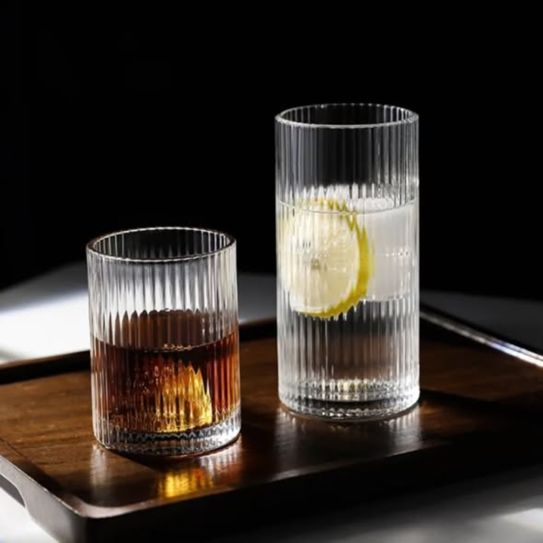 6pcs classical ribbed crystal glasses