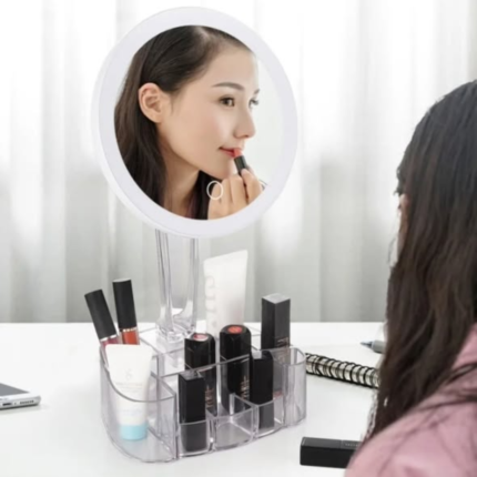 Led makeup mirror with storage box