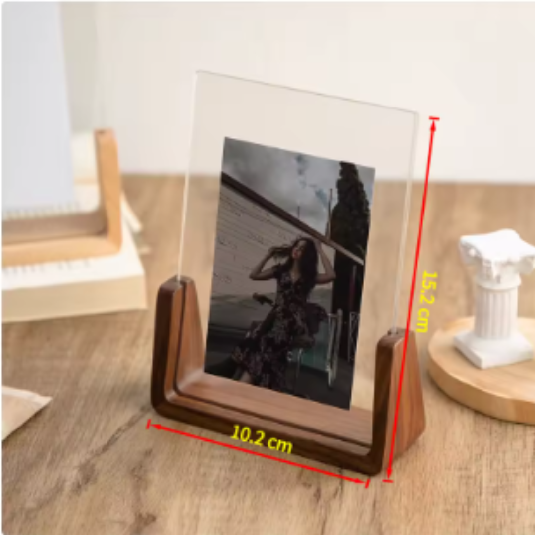 Acrylic Photo Frame with Wooden Base