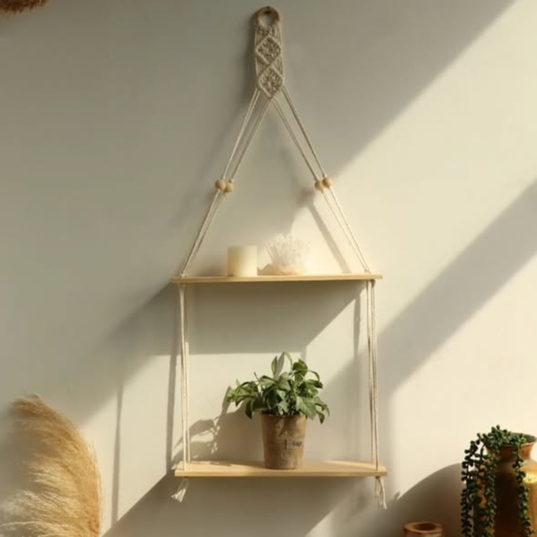 New Macrame Hanging floating Shelf Wall