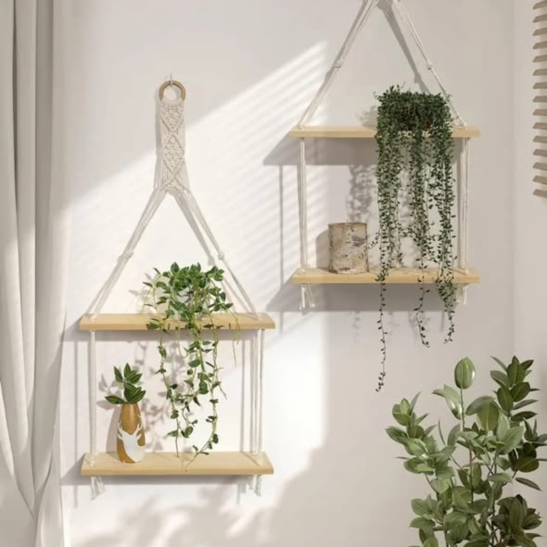 New Macrame Hanging floating Shelf Wall