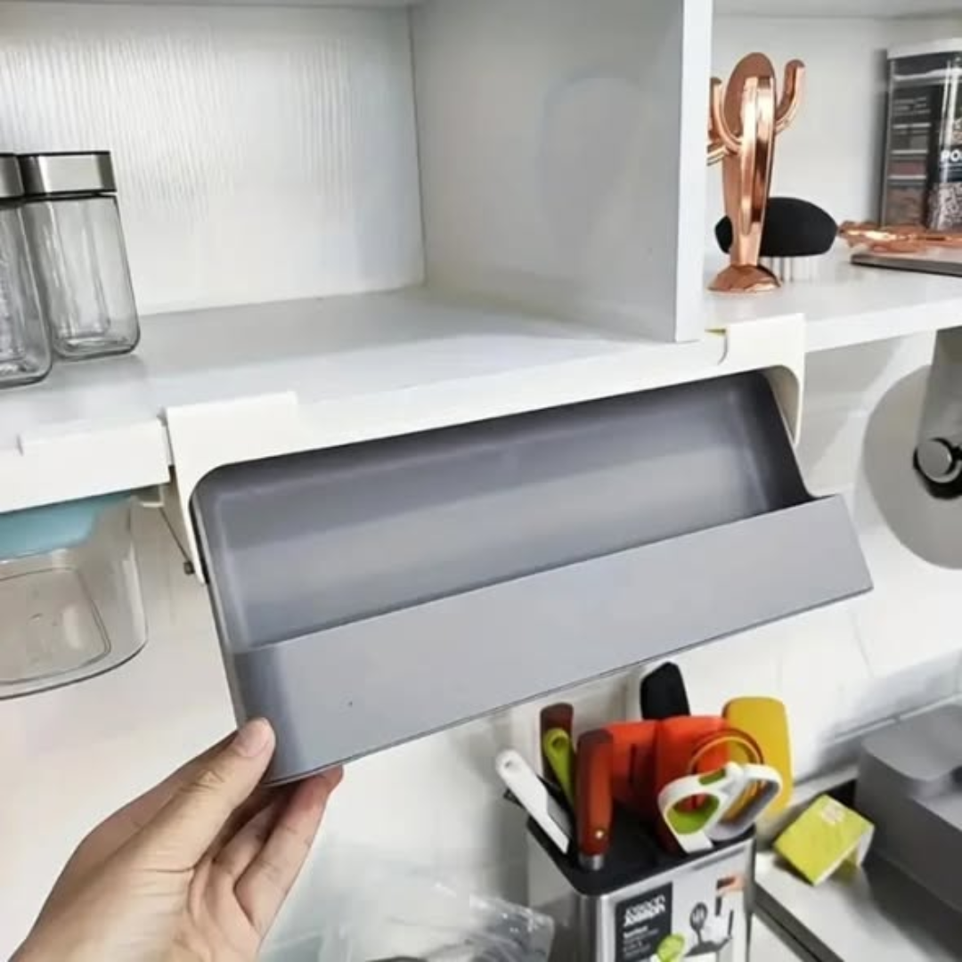 Under-shelf self adhesive retractable spice rack