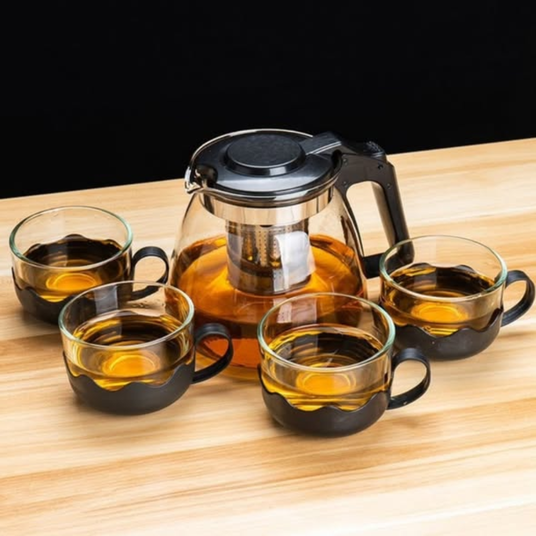 5pc Transparent Heat Resistance Glass Infuser Tea set