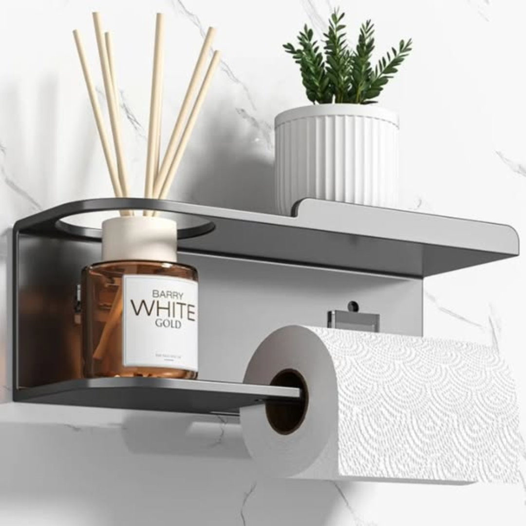 Wall-mounted toilet paper holder with Shelf
