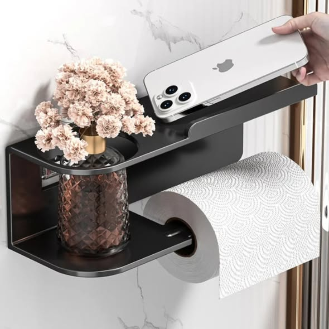 Wall-mounted toilet paper holder with Shelf