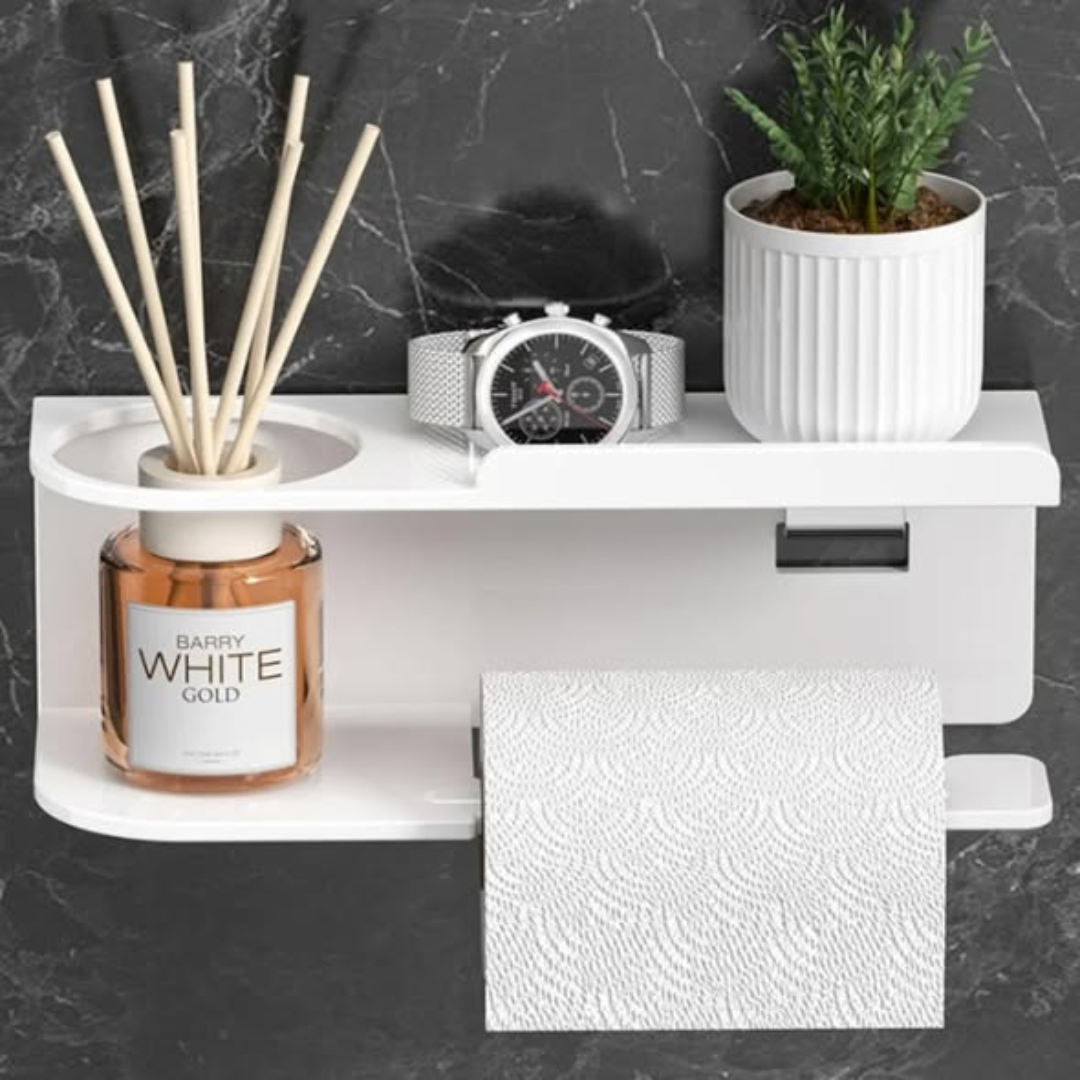 Wall-mounted toilet paper holder with Shelf