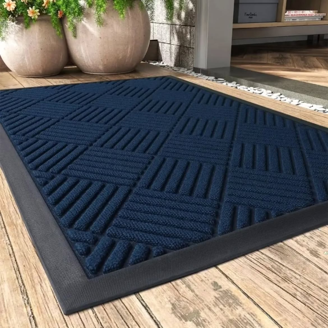 Blue Non-Slip Rubber Doormat