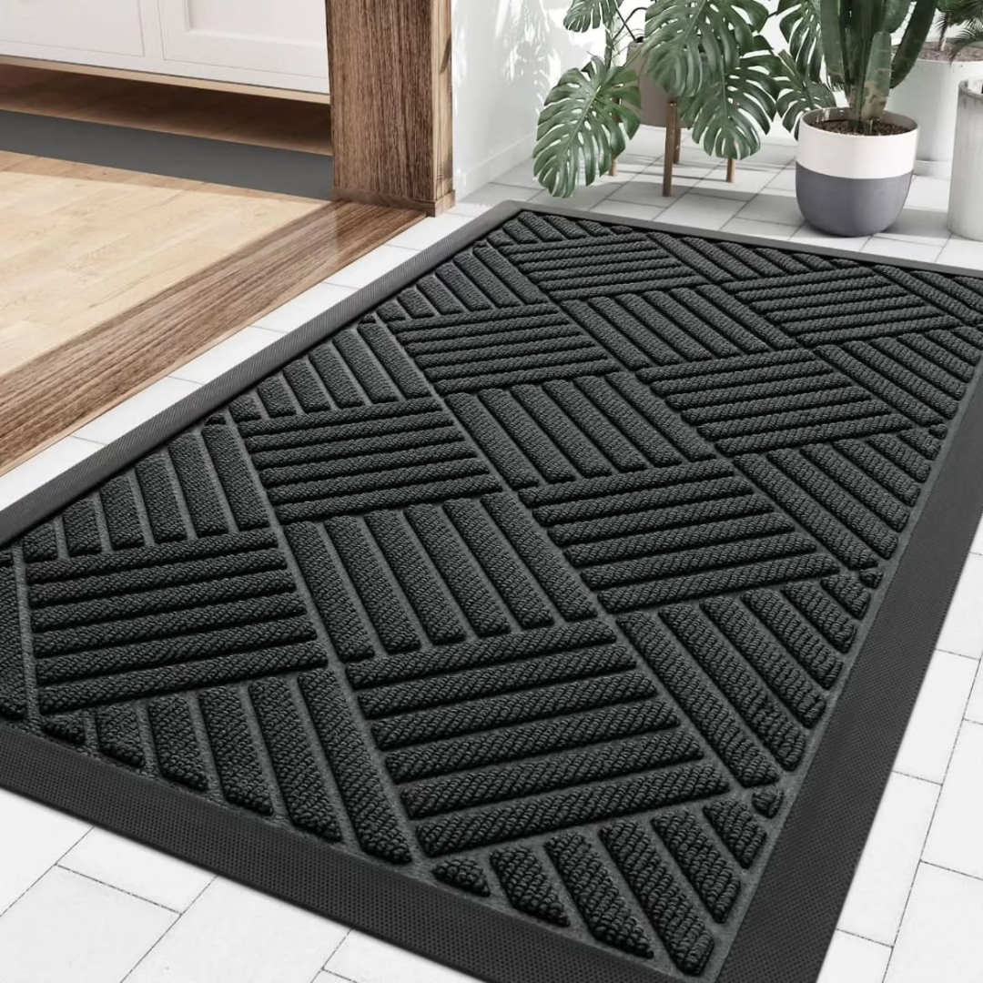 Black Non-Slip Rubber Doormat
