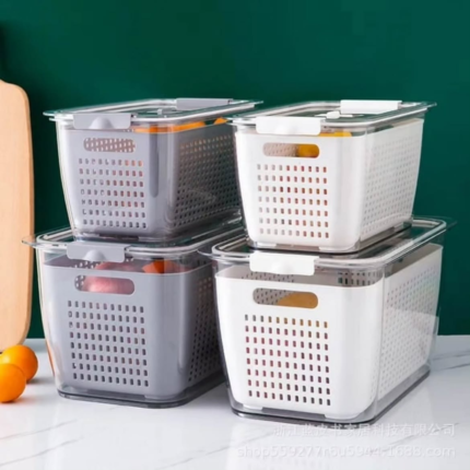 2pc Double Layer Refrigerator Freshness Storage Box Set