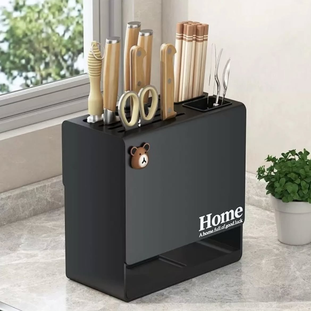 Wall-Mounted Multi-Functional Knife Rack and Chopstick Holder