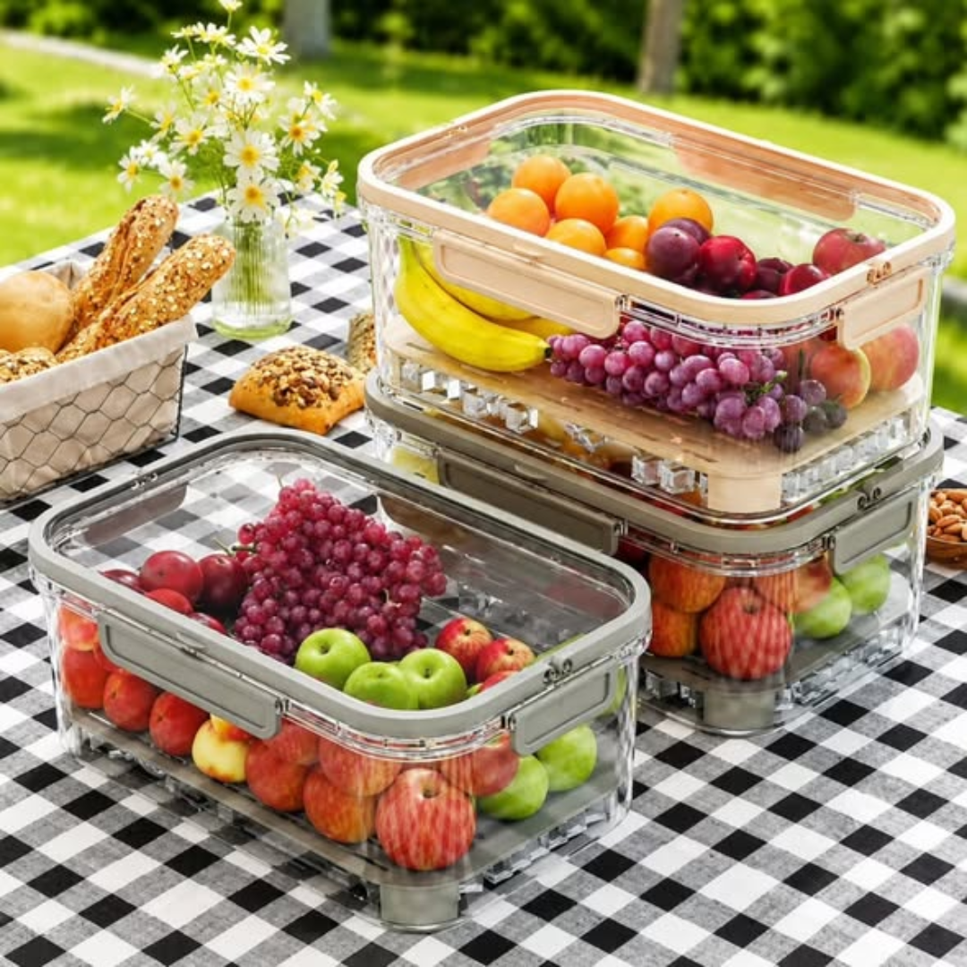 Airtight Food Storage Container With Drain Tray