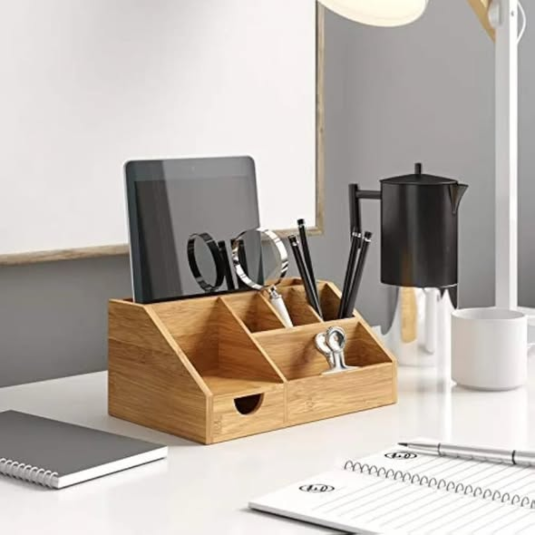 Wooden Bamboo Desk Organizer