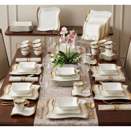36pcs Porcelain Dinner Set with Gold Rim