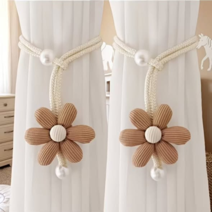 2Pcs Floral Pearl Curtain Tiebacks