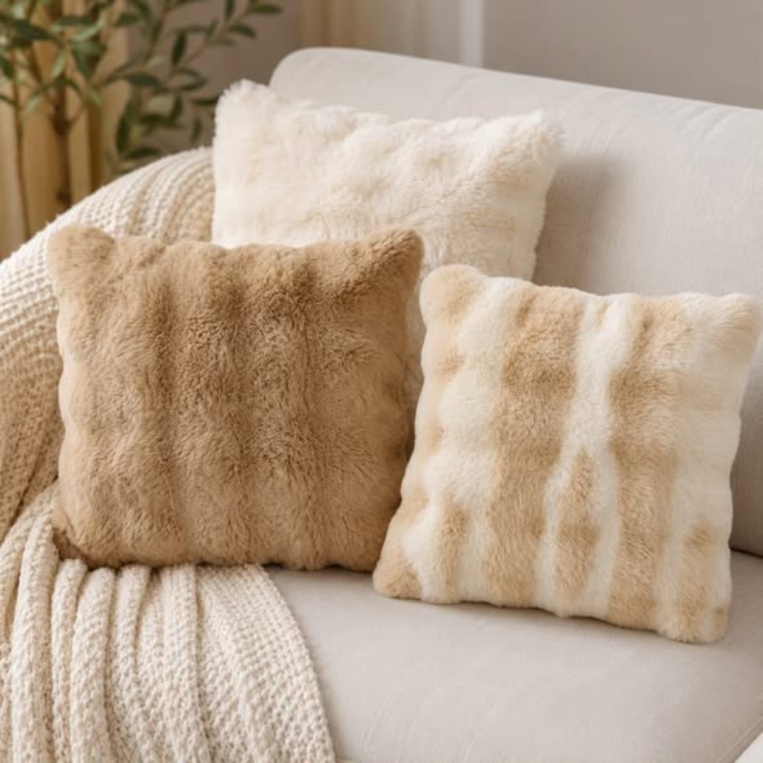 Soft Cozy Fluffy Faux Rabbit Pillow Case Covers