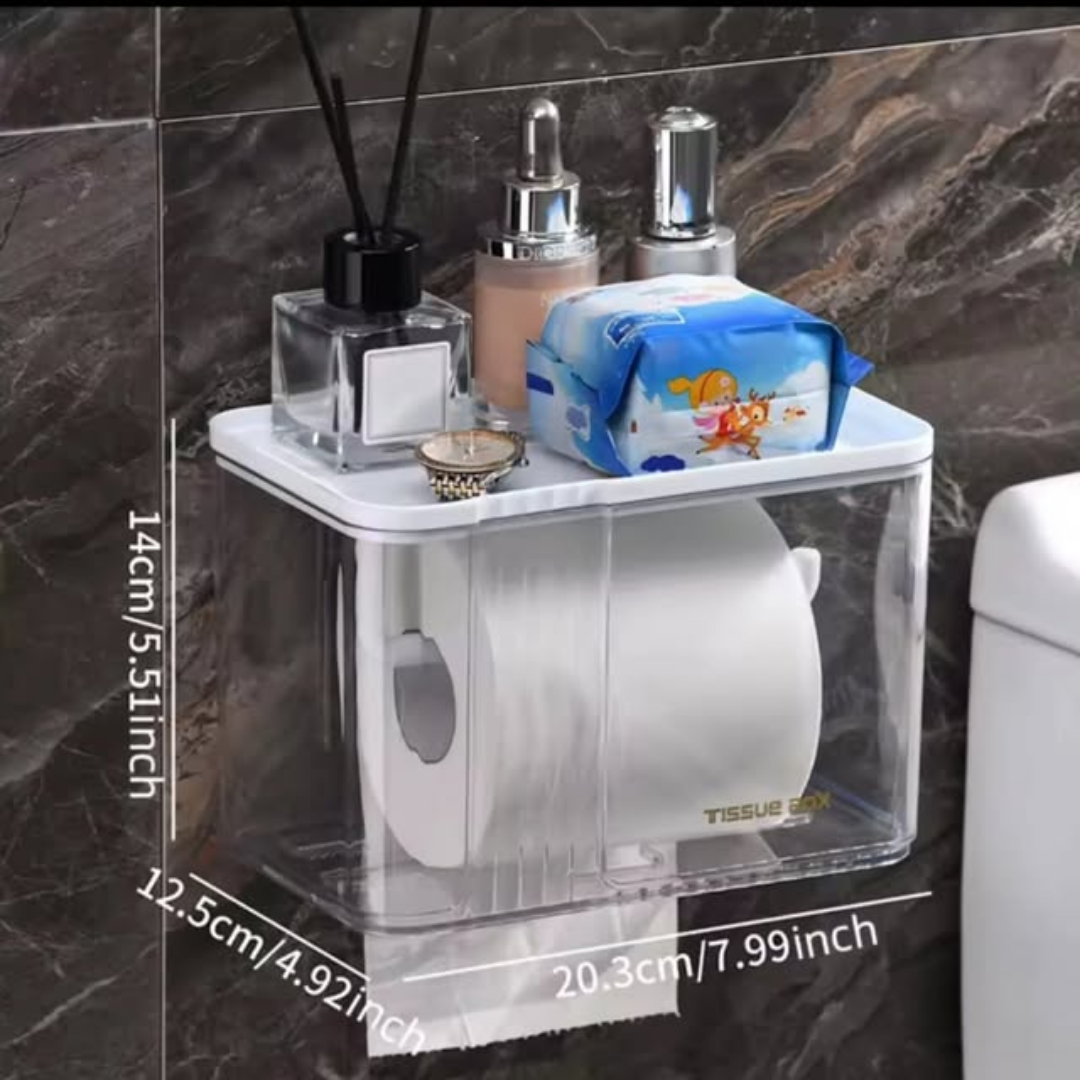 Wall Mounted Tissue Box With Storage Tray