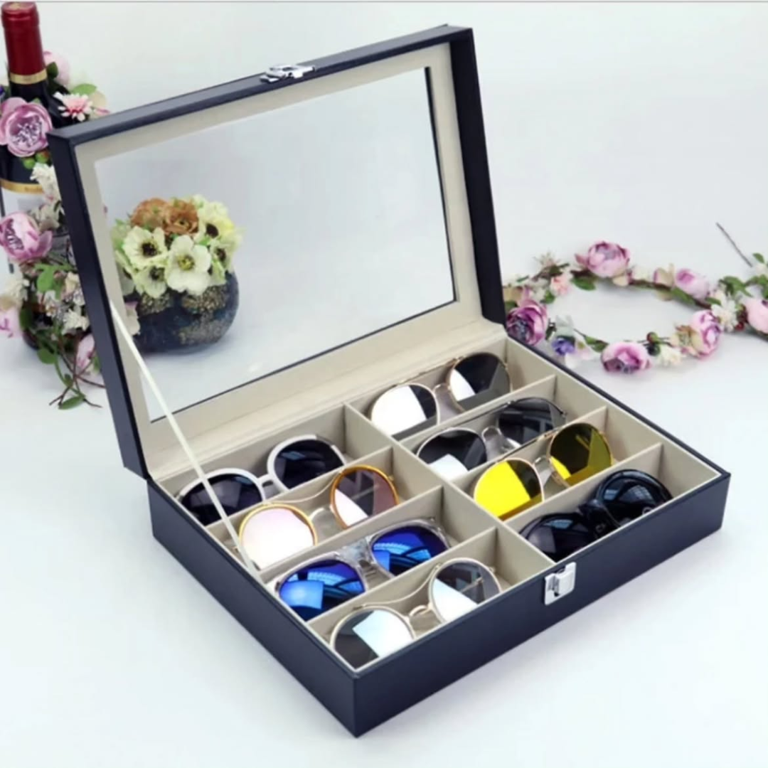 Get the 8-Slot Sunglasses Organizer Box with clear display top. Leather exterior. Order today for fast delivery in Nairobi!