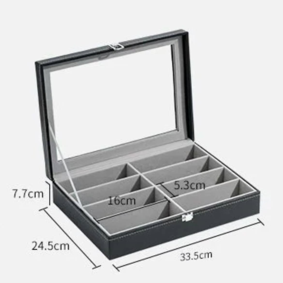 Get the 8-Slot Sunglasses Organizer Box with clear display top. Leather exterior. Order today for fast delivery in Nairobi!