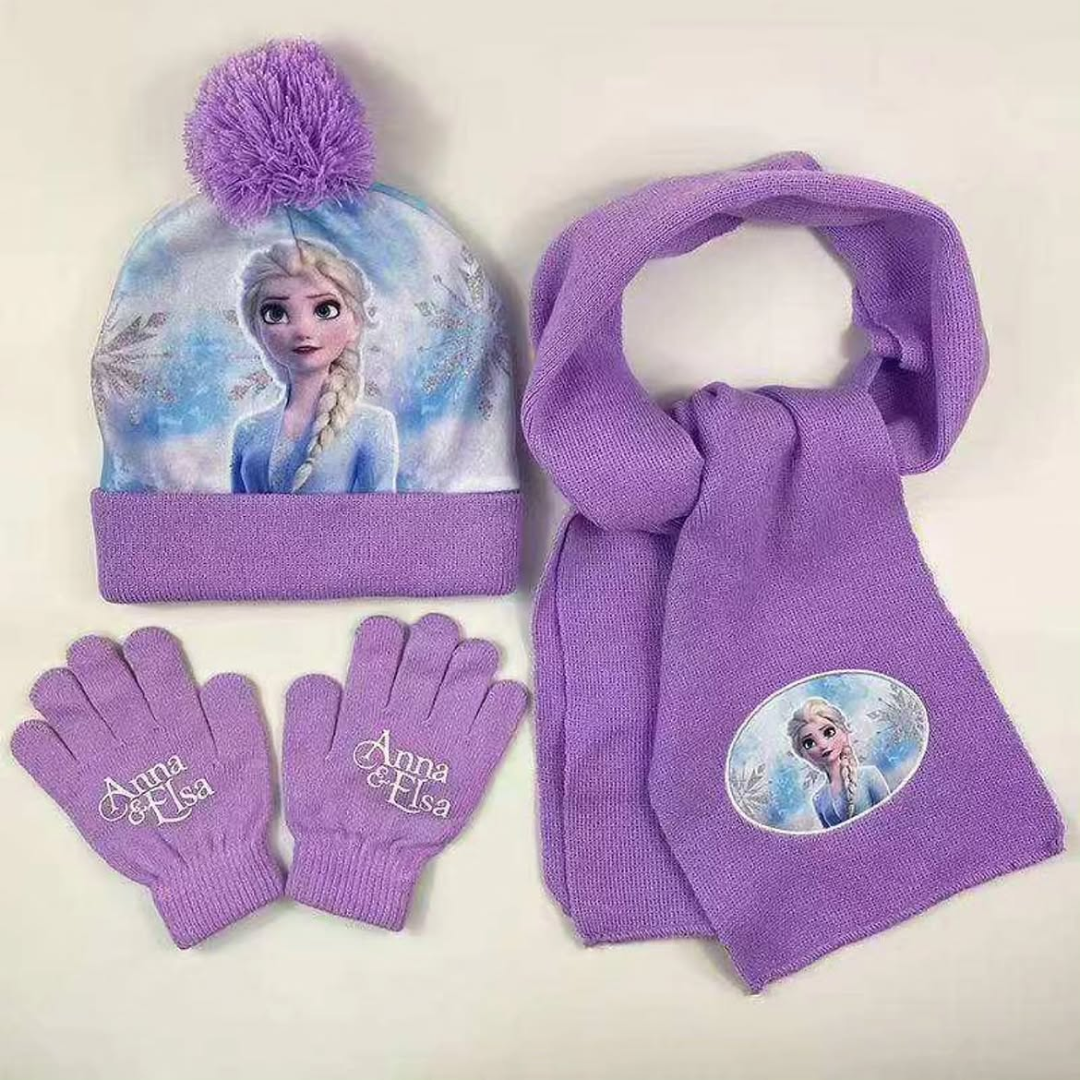 3pcs Frozen Themed Winter Hat Set