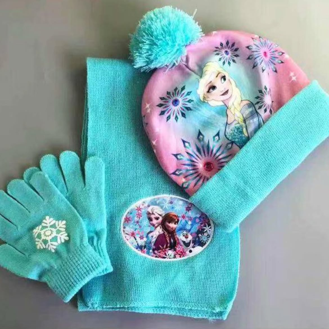 3pcs Frozen Themed Winter Hat Set