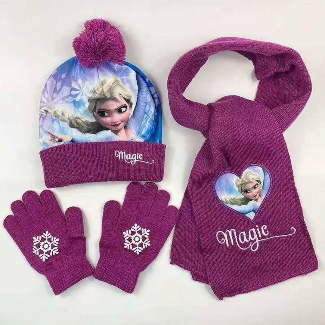 3pcs Frozen Themed Winter Hat Set