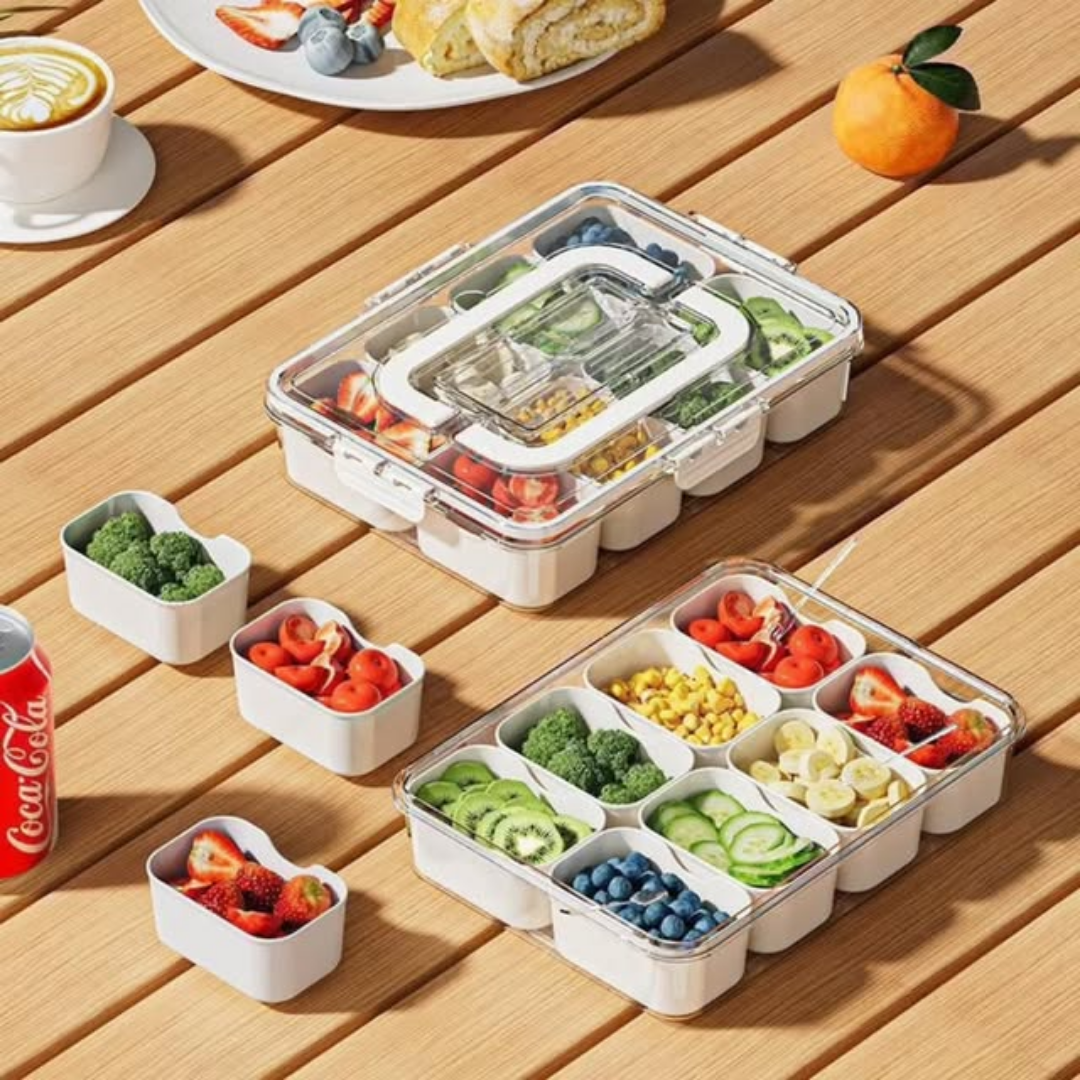 10-Compartment Clear Fridge Storage Box