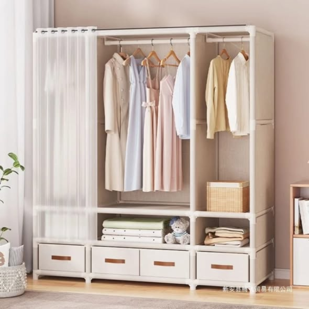 White Heavy Duty Metallic Wardrobe